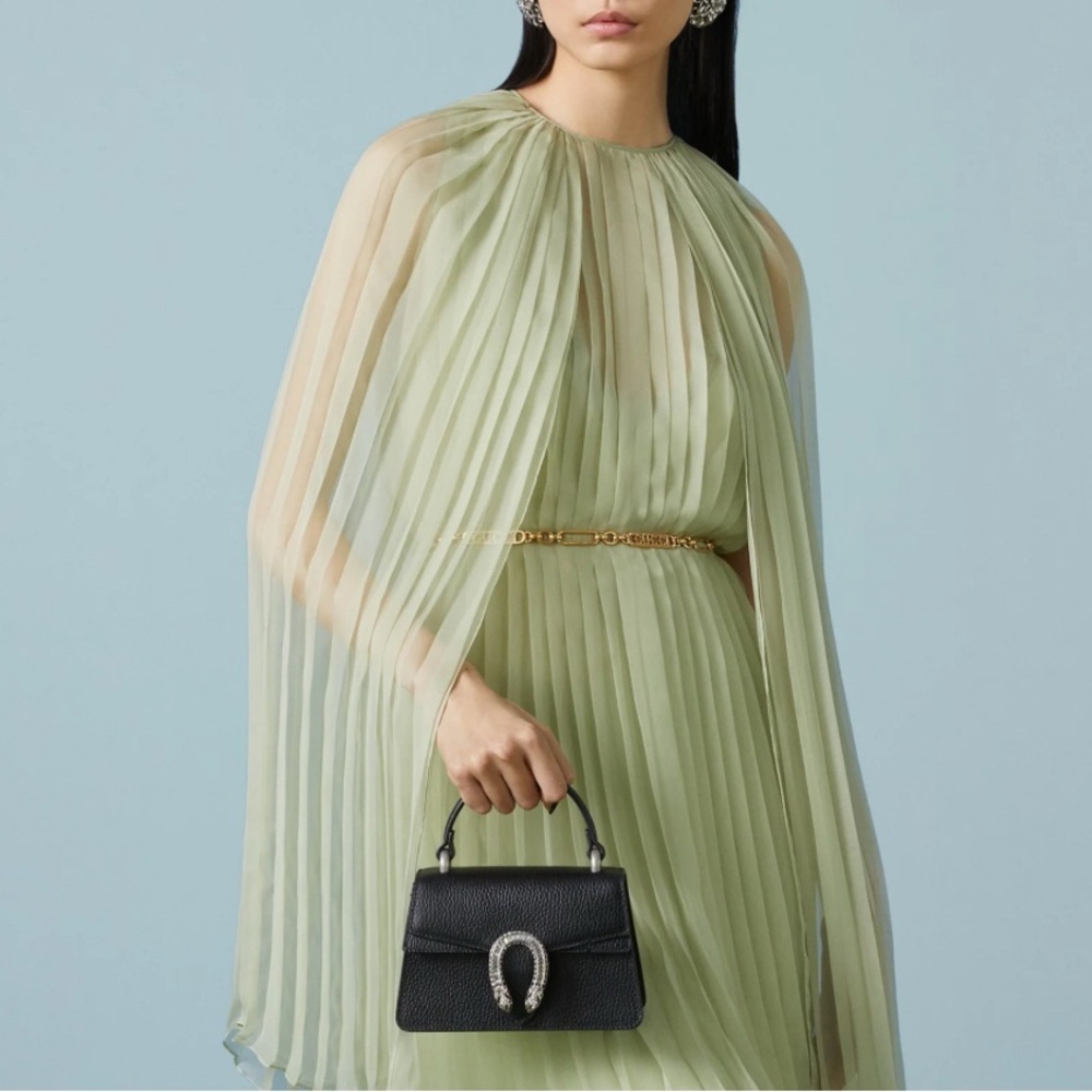 Gucci Black Dionysus Leather Top Handle Bag with Chain Strap, Box, Dust Cover - Picture 4 of 17